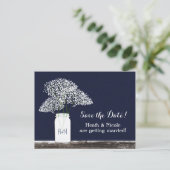 Baby's Breath Mason Jar Save The Date ansichtkaart Aankondigingskaart (Staand voorkant)