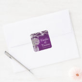 Baby's Breath Mason Jar String Lichten paarse Vierkante Sticker (Envelop)