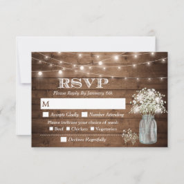 Baby's Breath Mason Jar String Lights Meal RSVP