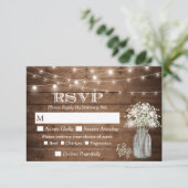Baby's Breath Mason Jar String Lights Meal RSVP Kaartje (Staand voorkant)