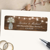 Baby's Breath Mason Jar String Lights Rustic Wood Etiket