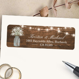 Baby's Breath Mason Jar String Lights Rustic Wood Etiket