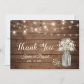 Baby's Breath Mason Jar String Lights Wedding Bedankkaart (Voorkant)