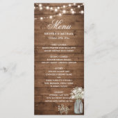 Baby's Breath Mason Jar String Lights Wedding Menu (Voorkant)
