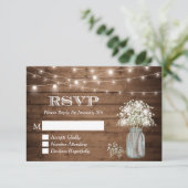 Baby's Breath Mason Jar String Lights Wedding RSVP (Staand voorkant)