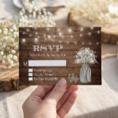 Baby's Breath Mason Jar String Lights Wedding RSVP