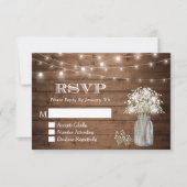 Baby's Breath Mason Jar String Lights Wedding RSVP Kaartje (Voorkant)
