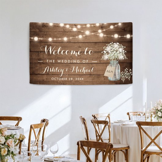 Baby's Breath Mason Jar String Lights Wedding Spandoek