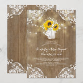 Baby's Breath Mason Jar Sunflower Afstudeerfeest Kaart (Voorkant / Achterkant)