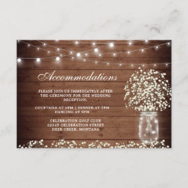 Baby's Breath Mason Jar Trouwaccommodaties Informatiekaartje