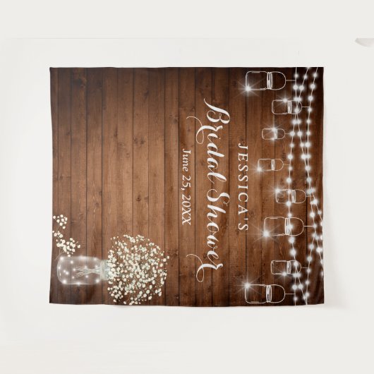 Baby's Breath Mason Jar Trouwdag Achtergrond Wandkleed (Voorkant (horizontaal))