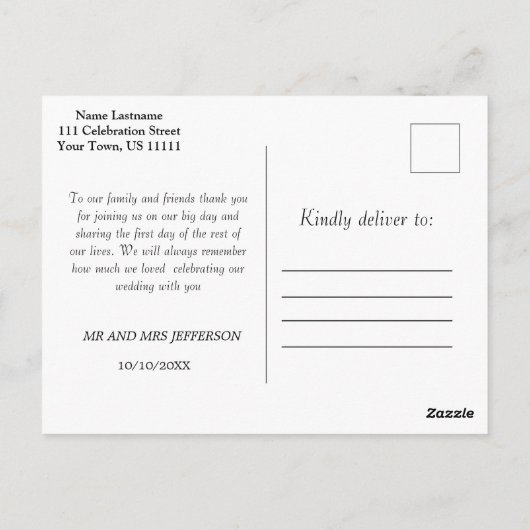 Baby's Breath Mason Jar trouwfoto dank u Briefkaart (Achterkant)