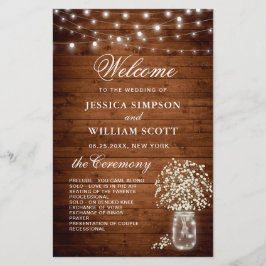 Baby's Breath Mason Jar Wedding Ceremony Program
