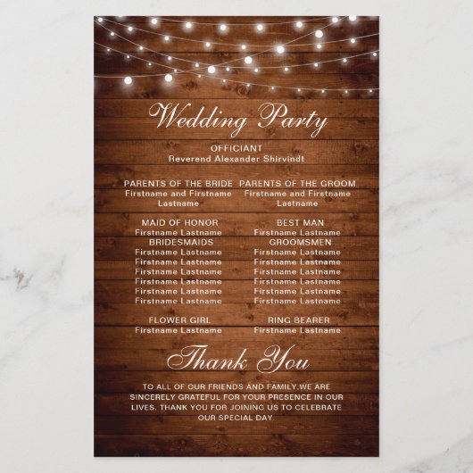 Baby's Breath Mason Jar Wedding Ceremony Program (Achterkant)