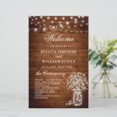 Baby's Breath Mason Jar Wedding Ceremony Program (Staand voorkant)