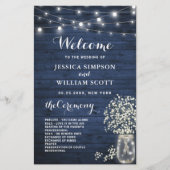 Baby's Breath Mason Jar Wedding Ceremony Program (Voorkant)
