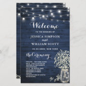 Baby's Breath Mason Jar Wedding Ceremony Program (Voorkant / Achterkant)