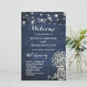 Baby's Breath Mason Jar Wedding Ceremony Program (Staand voorkant)