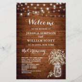 Baby's Breath Mason Jar Wedding Ceremony Program (Voorkant)
