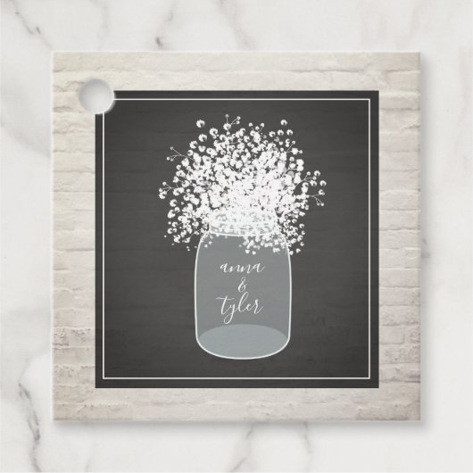 Baby's Breath Mason Jar White Brick Bruiloft Bedankjes Labels (Voorkant)