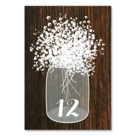Baby's Breath Mason Jar Wood Tafelnummer