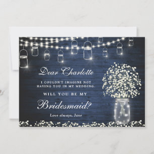 Baby's Breath Mason Jar... zal je mijn Bridesmaid  Kaart