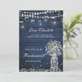 Baby's Breath Mason Jar... zal je mijn Bridesmaid  Kaart (Staand voorkant)