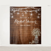 Baby's Breath Mason Pot Bruiloft Backdrop Wandkleed (Voorkant)