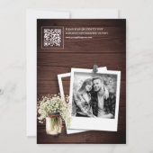 Baby's Breath Mason Pot Houten QR Code Bruidsfeest Kaart (Achterkant)