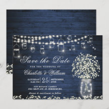 Baby's Breath Mason Pot Rustiek Blauw Houten Bruil