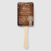 Baby's Breath-metselpot Rustic Huwelijksprogramma Handwaaier (Voorkant)