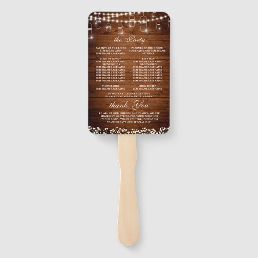 Baby's Breath-metselpot Rustic Huwelijksprogramma Handwaaier (Achterkant)