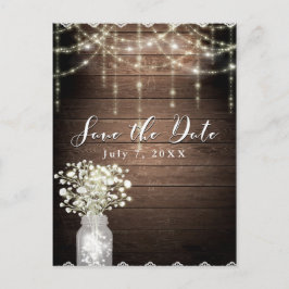 Baby's Breath Metselwerk Lampen Hout Save the Date Aankondigingskaart