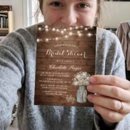 Baby's Breath Metselwerkpot Rustieke Houten Bruids Kaart