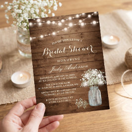 Baby's Breath Metselwerkpot Rustieke Houten Bruids Kaart