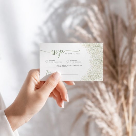 Baby's Breath Minimalistische Trouw-RSVP | QR-code Informatiekaartje
