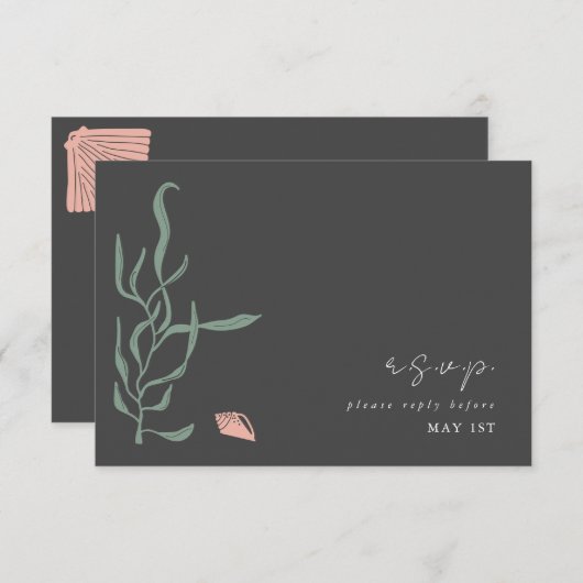 Baby's Breath Monogram Bruiloft RSVP Informatiekaartje (Voorkant / Achterkant)