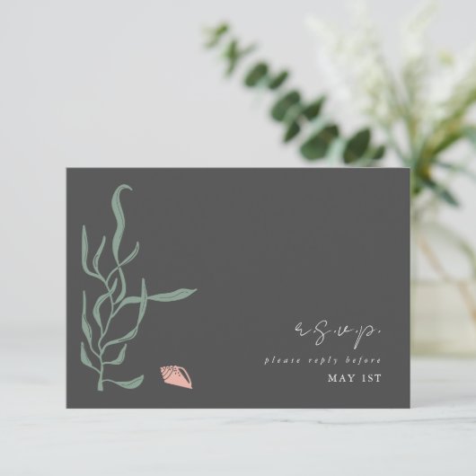 Baby's Breath Monogram Bruiloft RSVP Informatiekaartje (Staand voorkant)