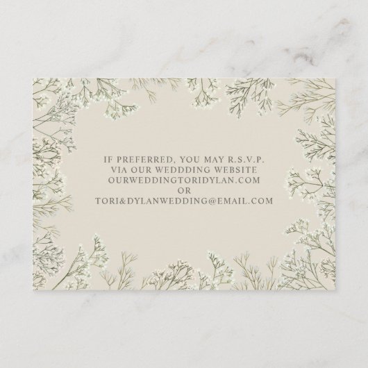 Baby's Breath Monogram Bruiloft RSVP QR Informatiekaartje (Achterkant)