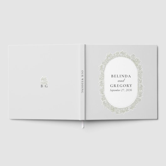 Baby's Breath Monogram Gypsophila Floral Wedding Gastenboek (Volledig)