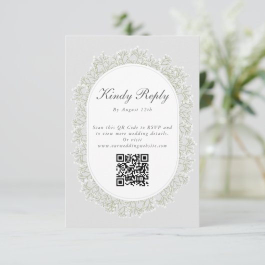 Baby's Breath Monogram Gypsophila Floral Wedding Informatiekaartje (Staand voorkant)