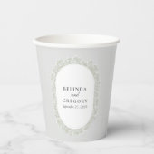 Baby's Breath Monogram Gypsophila Floral Wedding Papieren Bekers (Voorkant)