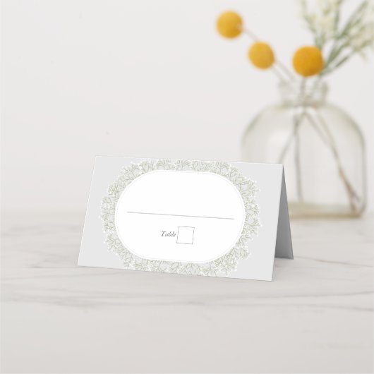 Baby's Breath Monogram Gypsophila Floral Wedding Plaatskaartje (Voorkant)
