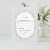 Baby's Breath Monogram Gypsophila Floral Wedding RSVP Kaartje (Staand voorkant)