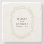 Baby's Breath Monogram Gypsophila Floral Wedding Stenen Onderzetter (Voorkant)