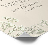 Baby's Breath Monogram Huwelijk Welkom Poster (Hoek)