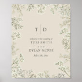 Baby's Breath Monogram Huwelijk Welkom Poster (Voorkant)