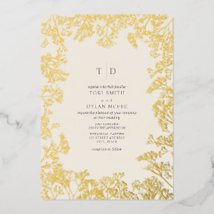 Baby's Breath-monogram initiaal Folie Uitnodiging