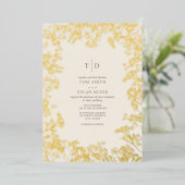 Baby's Breath-monogram initiaal Folie Uitnodiging (Staand Voorkant)