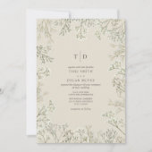 Baby's Breath Monogram Wedding Kaart (Voorkant)